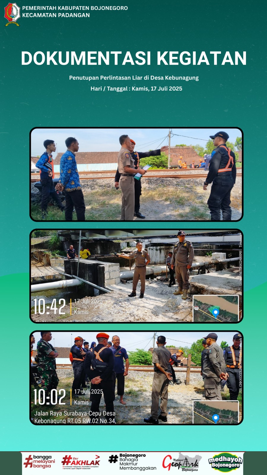 PENUTUPAN PERLINTASAN LIAR DI DESA KEBUNAGUNG