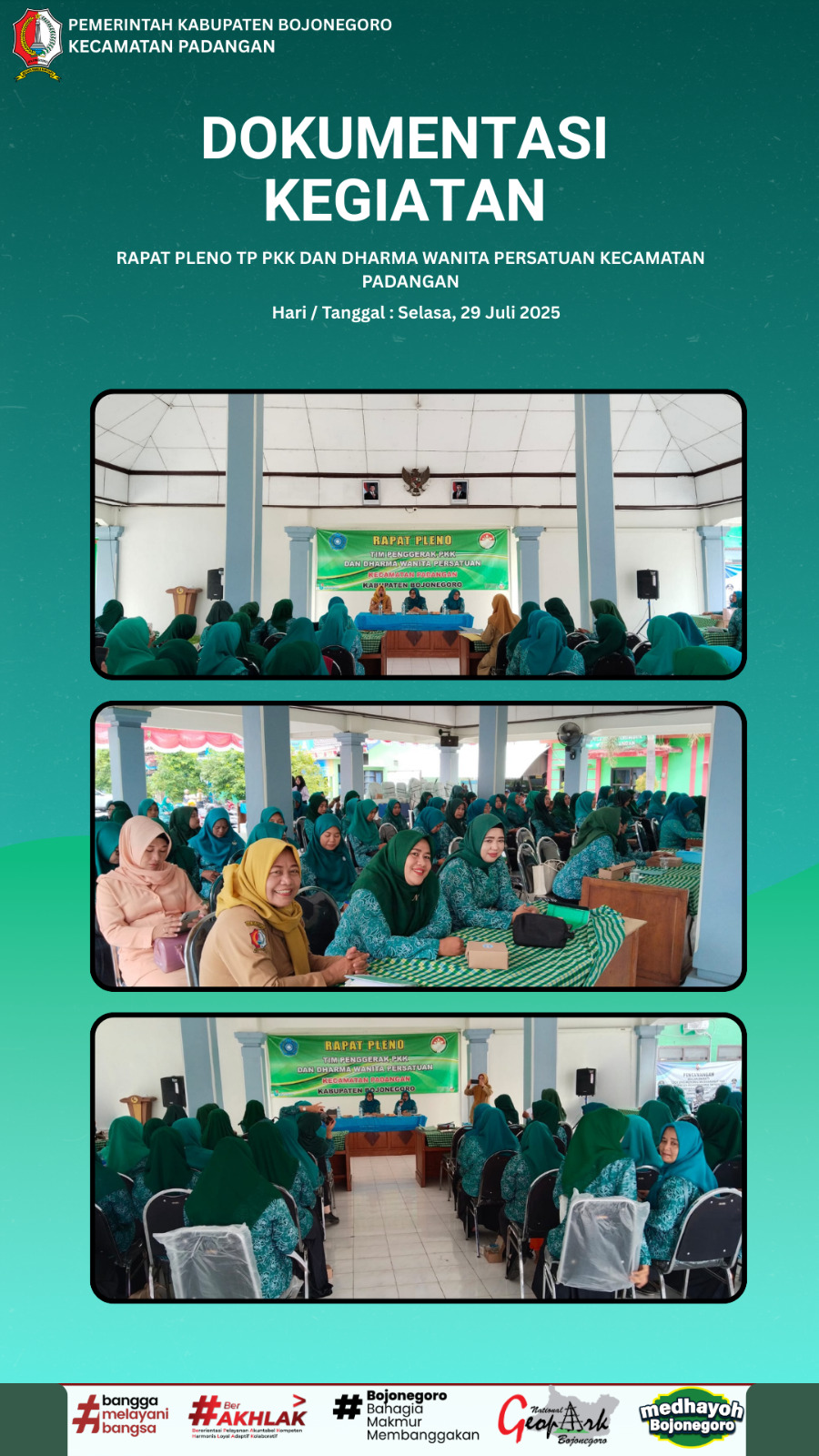 RAPAT PLENO TP PKK DAN DHARMA WANITA PERSATUAN KECAMATAN PADANGAN