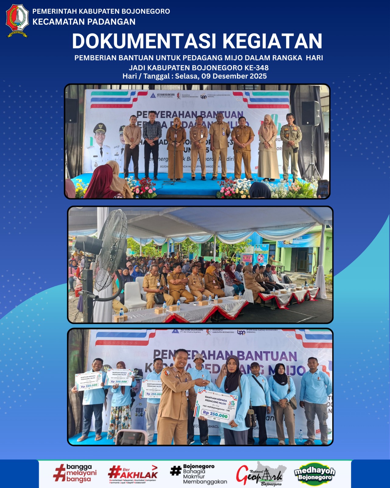 PEMBERIAN BANTUAN UNTUK PEDAGANG MIJO DALAM RANGKA  HARI JADI KABUPATEN BOJONEGORO KE-348