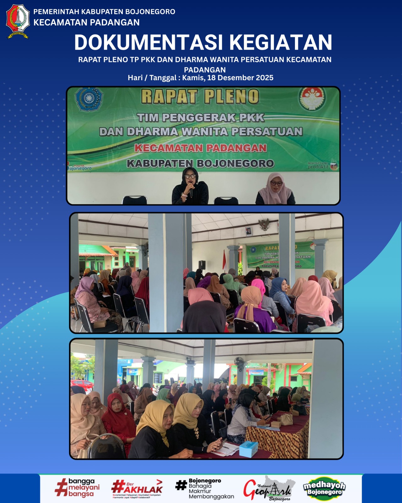 RAPAT PLENO TP PKK DAN DHARMA WANITA PERSATUAN KECAMATAN PADANGAN