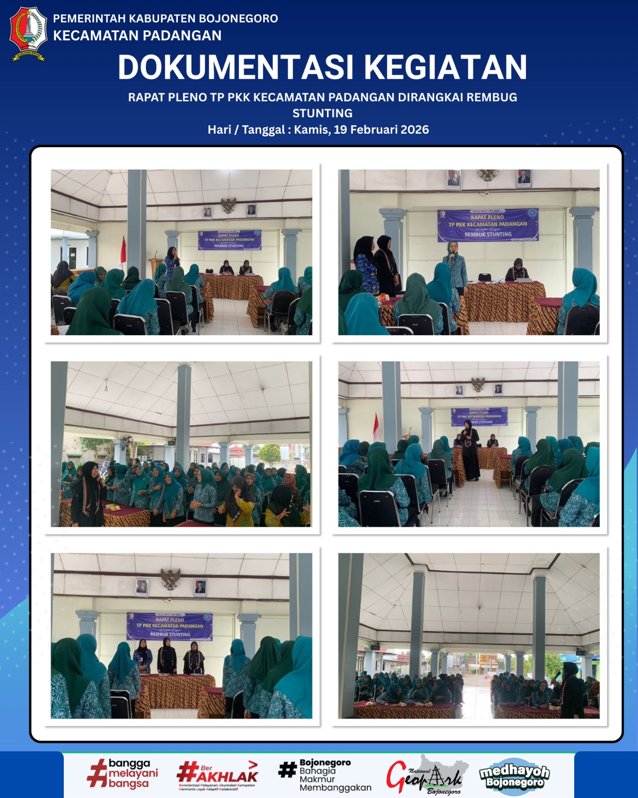 RAPAT PLENO TP PKK KECAMATAN PADANGAN DIRANGKAI REMBUG STUNTING