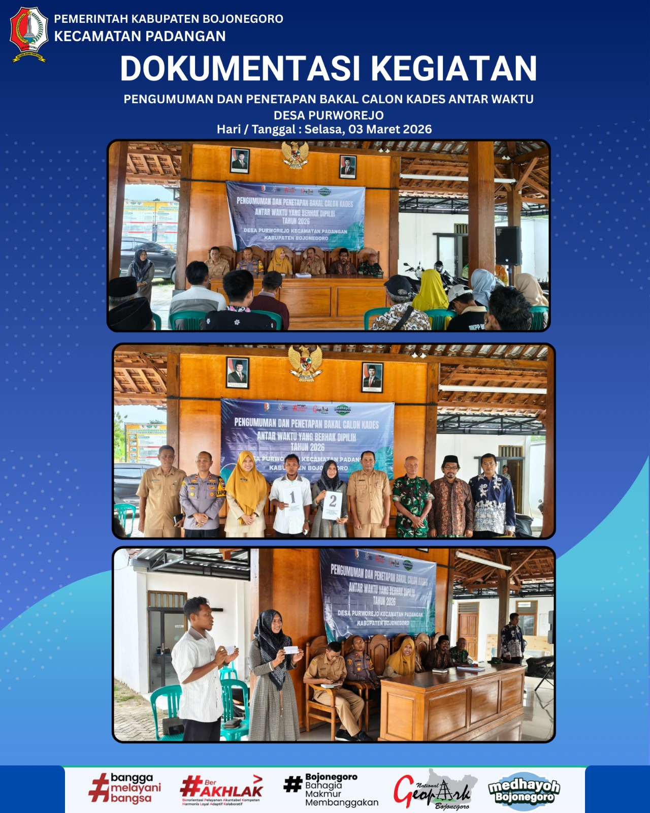 PENGUMUMAN DAN PENETAPAN BAKAL CALON KADES ANTAR WAKTU DESA PURWOREJO