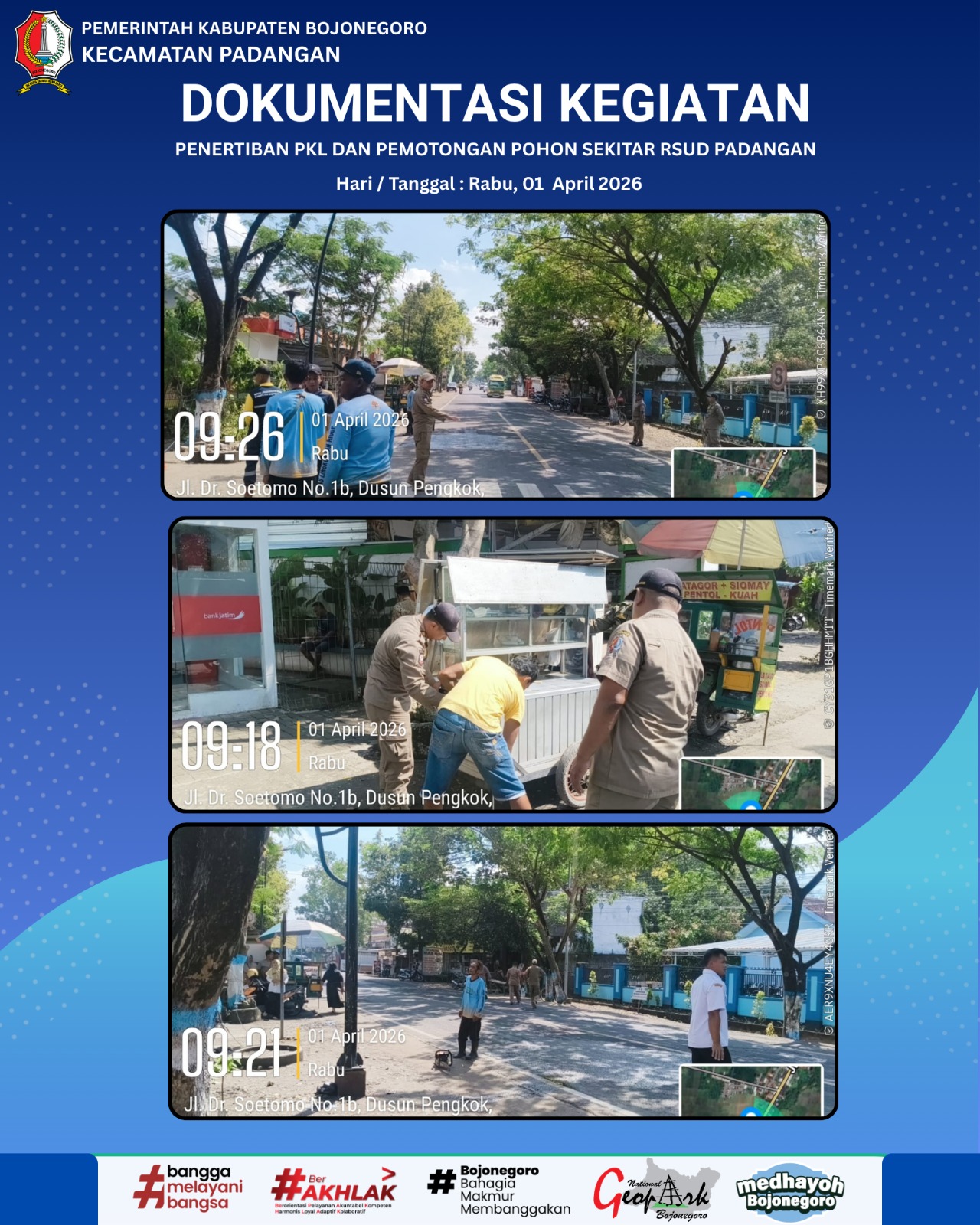 PENERTIBAN PKL DAN PEMOTONGAN POHON SEKITAR RSUD PADANGAN