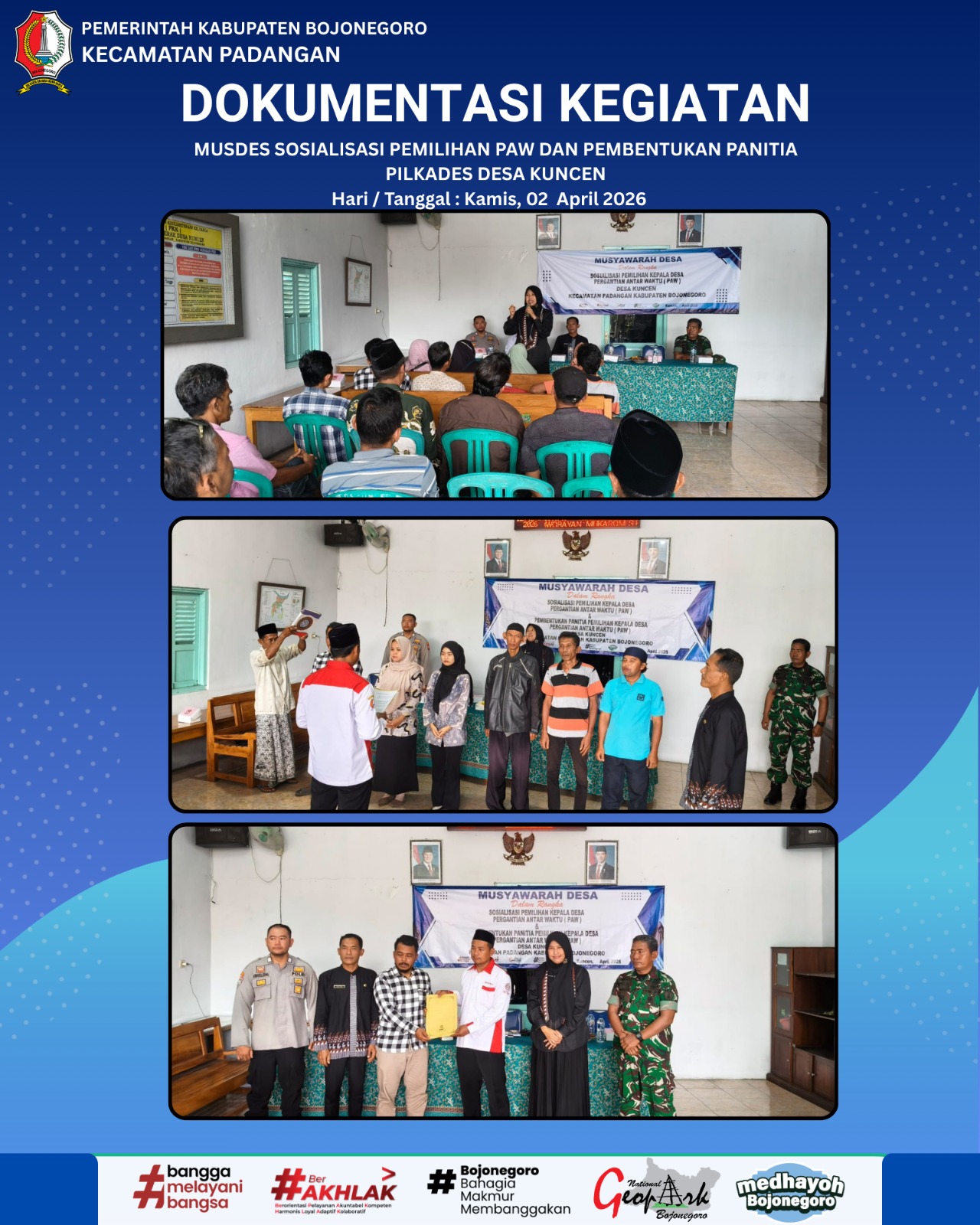 MUSDES SOSIALISASI PEMILIHAN PAW DAN PEMBENTUKAN PANITIA PILKADES DESA KUNCEN