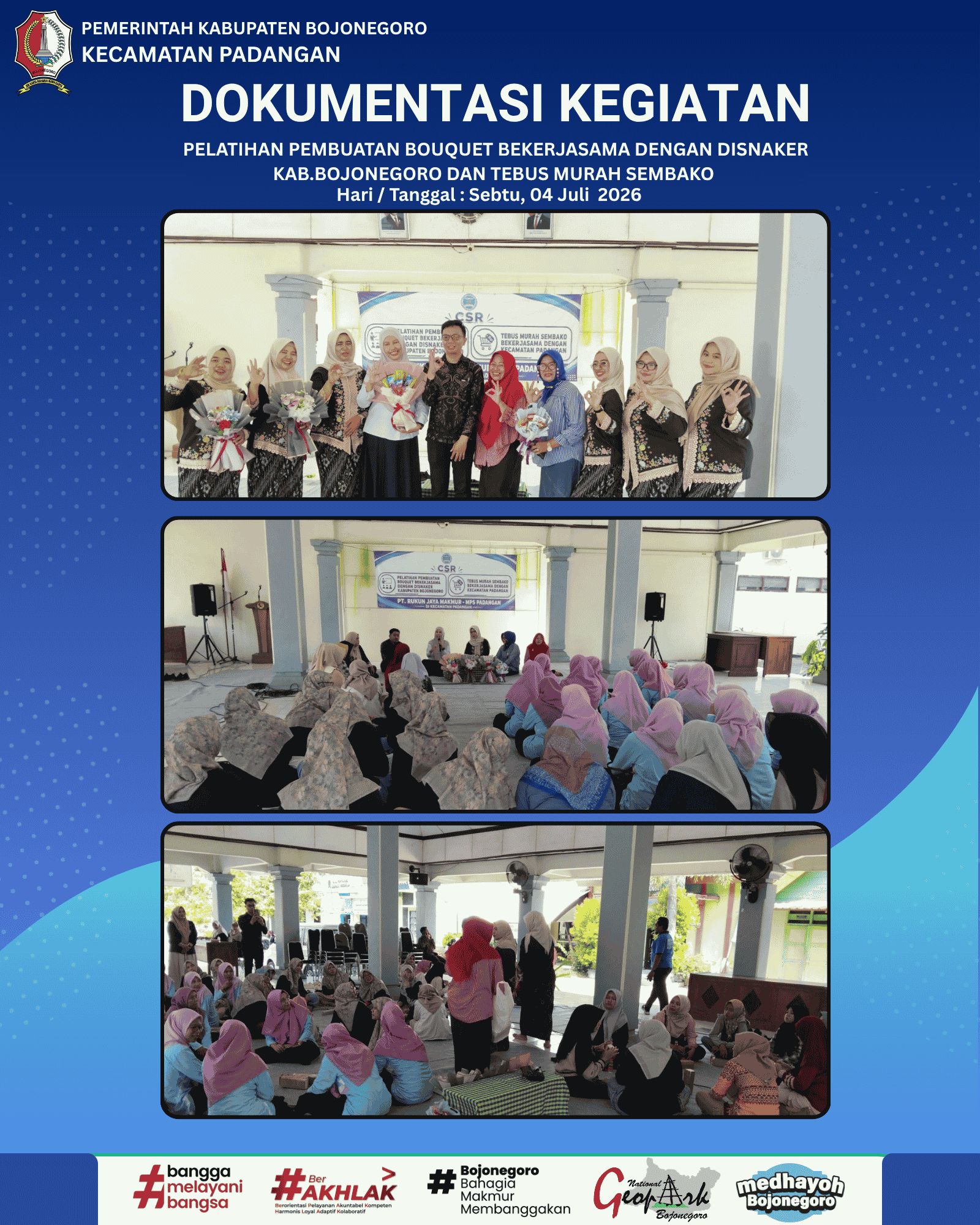 PELATIHAN PEMBUATAN BOUQUET DENGAN DISNAKER KAB.BOJONEGORO DAN TEBUS MURAH SEMBAKO