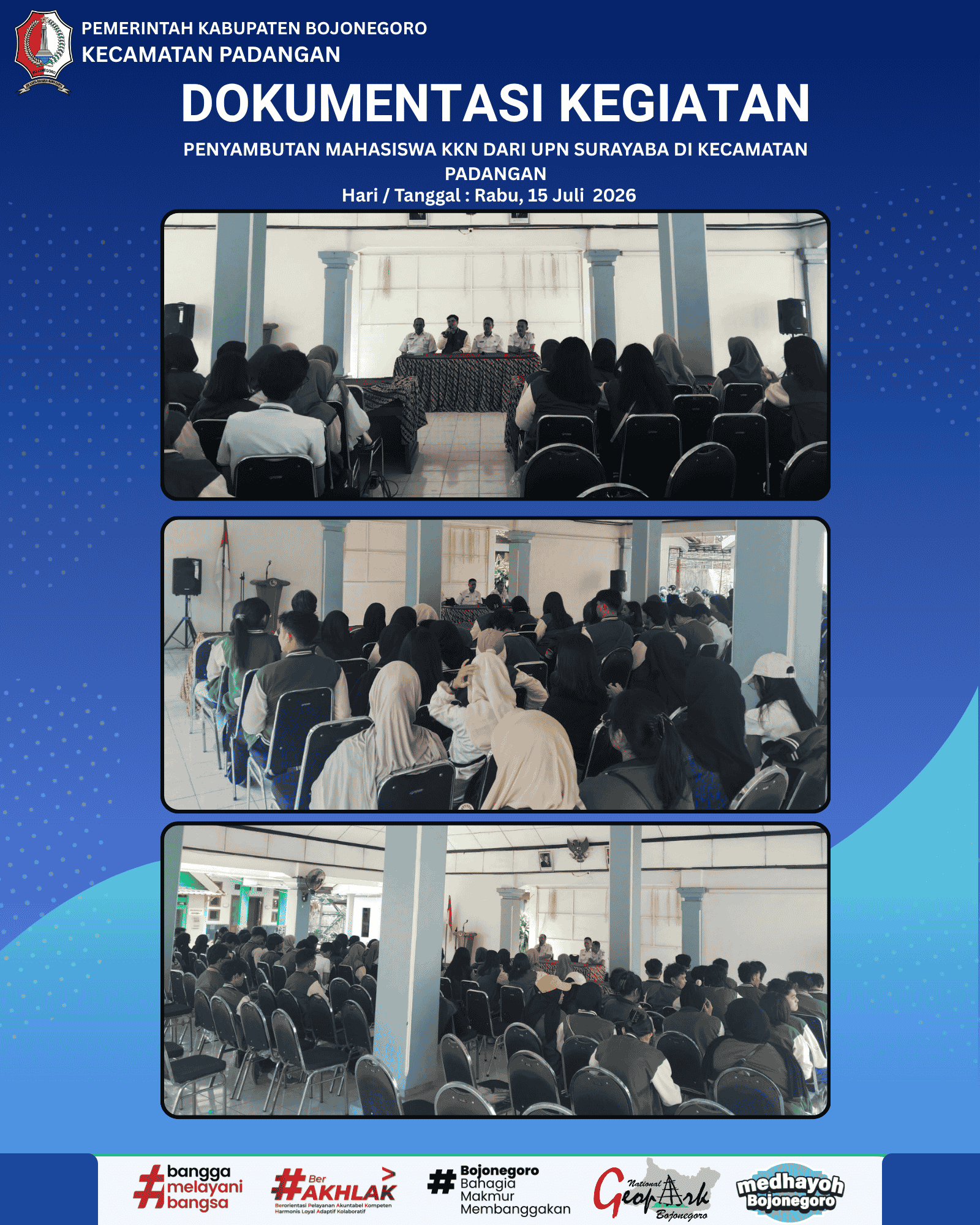 PENYAMBUTAN MAHASISWA KKN DARI UPN SURAYABA DI KECAMATAN PADANGAN