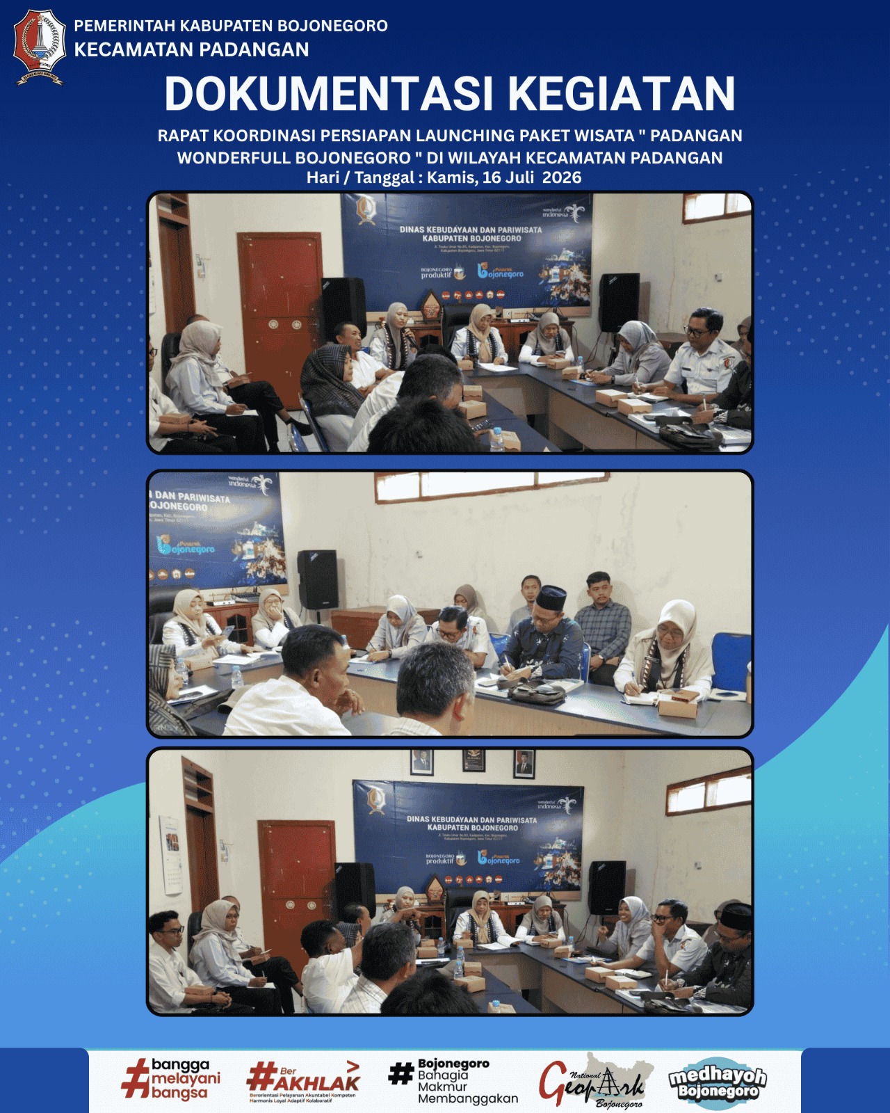 RAKOR PERSIAPAN LAUNCHING PAKET WISATA " PADANGAN WONDERFUL" DI WILAYAH KECAMATAN PADANGAN