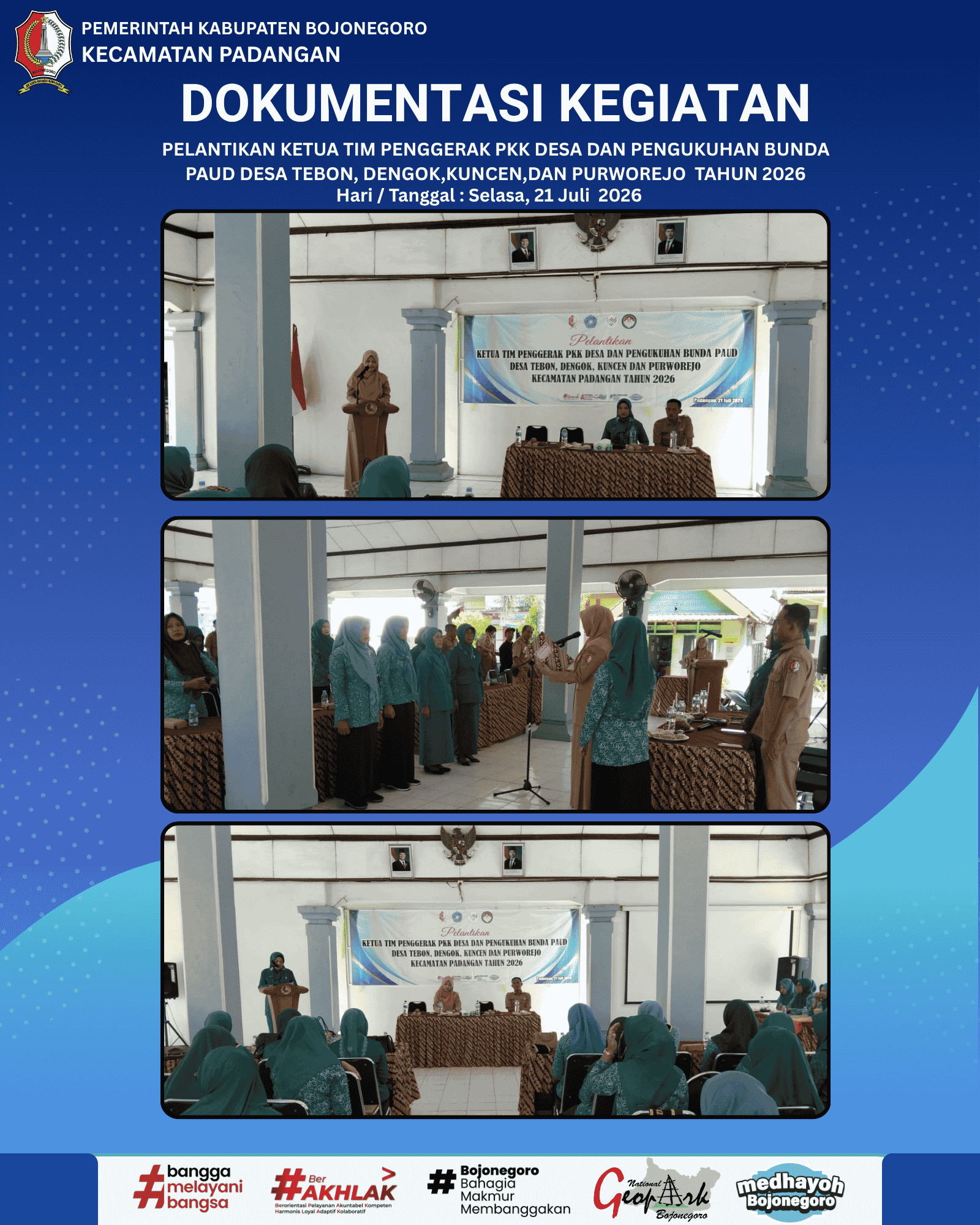PELANTIKAN KETUA TP PKK DESA DAN BUNDA PAUD DESA TEBON, DENGOK,KUNCEN,DAN PURWOREJO TAHUN 2026