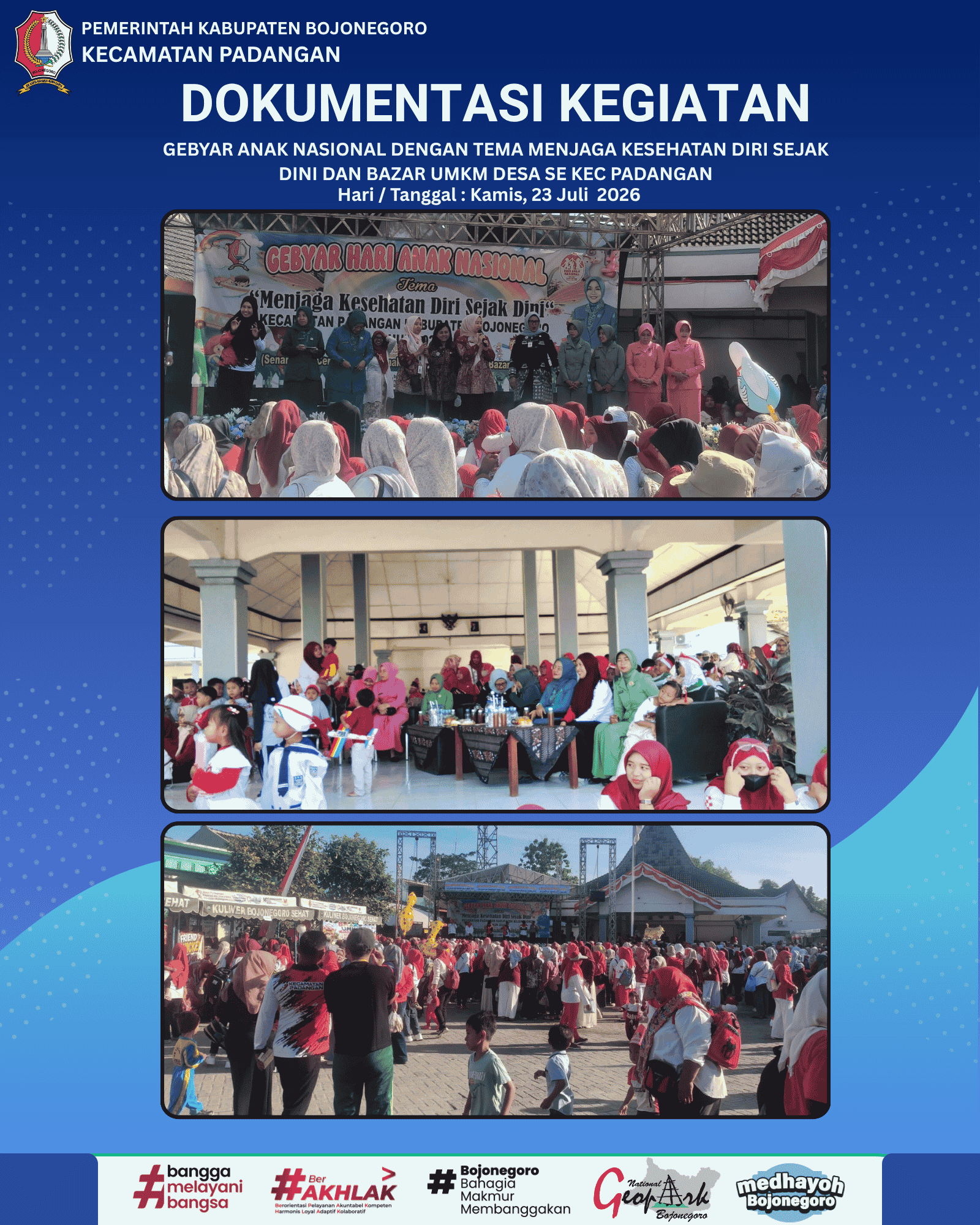 HARI ANAK NASIONAL "MENJAGA KESEHATAN DIRI SEJAK DINI" DAN BAZAR UMKM DESA SE KEC PADANGAN