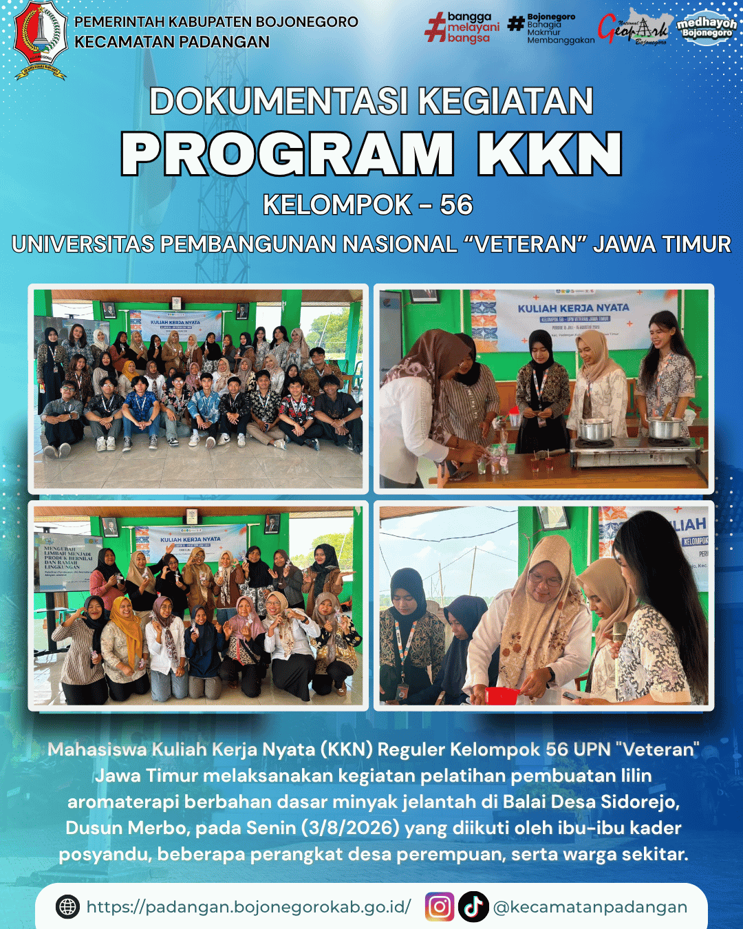 PELATIHAN PEMBUATAN LILIN AROMATERAPI DARI MINYAK JELANTAH DI DESA SIDOREJO