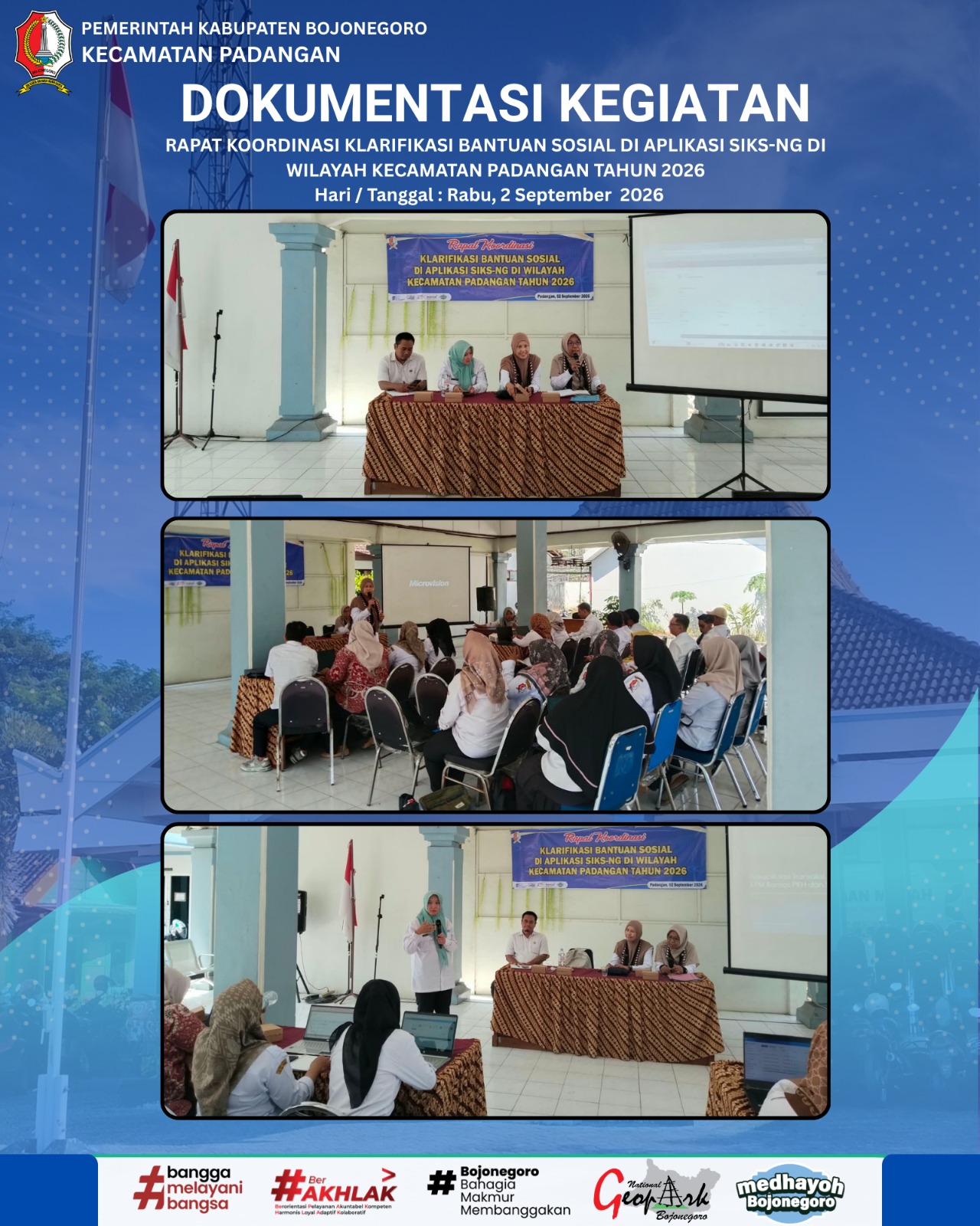 RAPAT KOORDINASI KLARIFIKASI BANTUAN SOSIAL DI APLIKASI SIKS-NG DI KECAMATAN PADANGAN